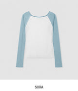 Ray Two-Tone See-Through Raglan Long Sleeve