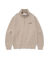Authentic Logo Knit-Like Half-Zip Oatmeal