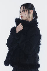LUNA BELTED SHEARLING JACKET black