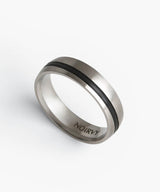 NR-302 Curved Black Line Matte Silver Surgical Ring