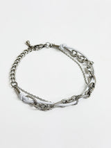  White leather chain layered bracelet