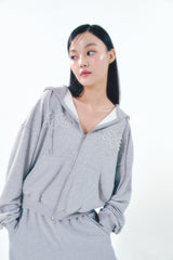 Pearl Hoodie Zip-Up Gray