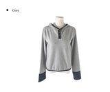 Chive Button Stripe Hood Brushed T-Shirt