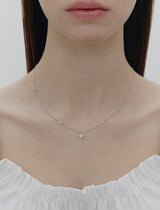26SS★ Essence Silver (W) Moissanite Flower Dainty Necklace