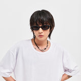 オーバーサイズドシルケットスクープネックTシャツホワイト