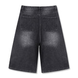 ベーシックウォッシュバミューダデニムパンツ (black)
