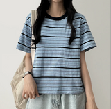 ロビンカラーストライプダンガラ半袖Tシャツ
