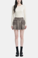 Miley Washed Cargo Pleats Skirt