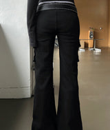 Black Glow Low-Rise Pants
