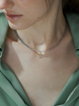 [MADE] Silver925_グラデーションムーン_ネックレス (Sky Yellow, Black White)