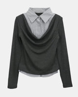Se-an Collar Shirt Layered T-Shirt