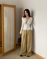 Meld Buckle Pintuck Slacks Pants