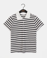  Nama Stripe Polo Collar Short Sleeve T-shirt