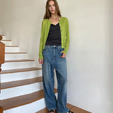 Summer Linen Round Neck Cardigan_Olive