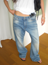 Wood denim pants