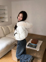 #Winter 2WAY Fur Hood Crop Padding (3color)