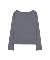Heaven Sent Loose Fit Boat Neck Long Sleeve - PURPLE GRAY