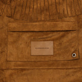 Suede Fringe Gym Sack_Camel