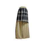 (2color) Check Wrap Layered Wide Banding Pants