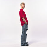 OVERSIZED SILKET SCOOP NECK T-SHIRT RED