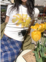 Blooming Chek Banding Mini Skirt