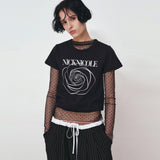 NICOLE ROSE PRINTING CROP TOP_BLACK SILVER