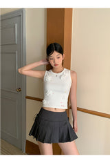 Special flower beaded sleeveless top