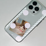 [MADE]  ポルカ レース スマホケース ピンク (clear jelly hard)