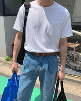 [A-T0126] リベットポケット半袖Tシャツ (6色)
