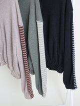 Hakata Stripe Coloring String Knitwear Zip-Up