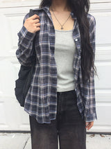 [Shirt + Sleeveless Set] ミロング オーバー フィット チェック カラー シャツ