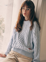 ROUND CABLE LABEL KNIT BLUE