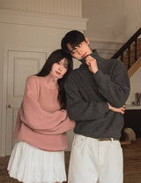 Basic Over Fit High-Neck Half Zip-Up Knit