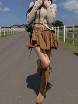 Hippie eyelet belt skirt