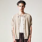 filigree half sleeve summer cardigan beige