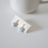 Baby Blue Stone Silver 925 Pierce handmade