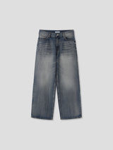 Double back pocket embossed denim pants