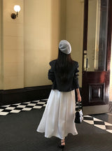 [Layered] U-neck layered long flare dress