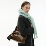 [SET] Medium Buckle Hobo Shoulder Cross Bag _ Brown