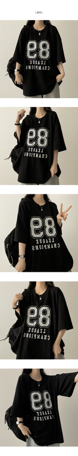 89 Number ボックスフィットニット半袖Tシャツ