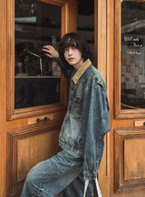 French Golden Work Denim Jacket