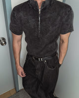 4D Garments Washed Half-Zip Knit