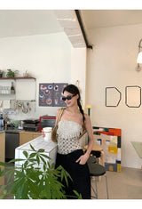Punching Detail Paisley Sleeveless Tube Top