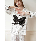 Black and white polka dot printed pajamas｜Suitable for all seasons
