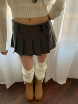 ラップチェックプリーツミニスカート