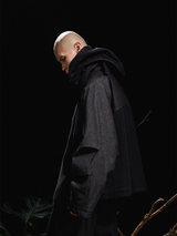 RELABEL 24AW Butterfly-Touch Machete Cuffs Masked Hooded Knit Denim Patchwork Cotton Jacket