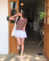 [MADE] Tan-yi, lace flower short-sleeved T-shirt