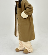 (UNISEX) 2WAY - 2 COLORS ウールオーバーサイズロングフィールドリバーシブルジャケット