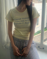 サチン シルバーレタリング ラウンド 半袖Tシャツ