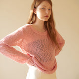 Deep Round Neck Knit Pink